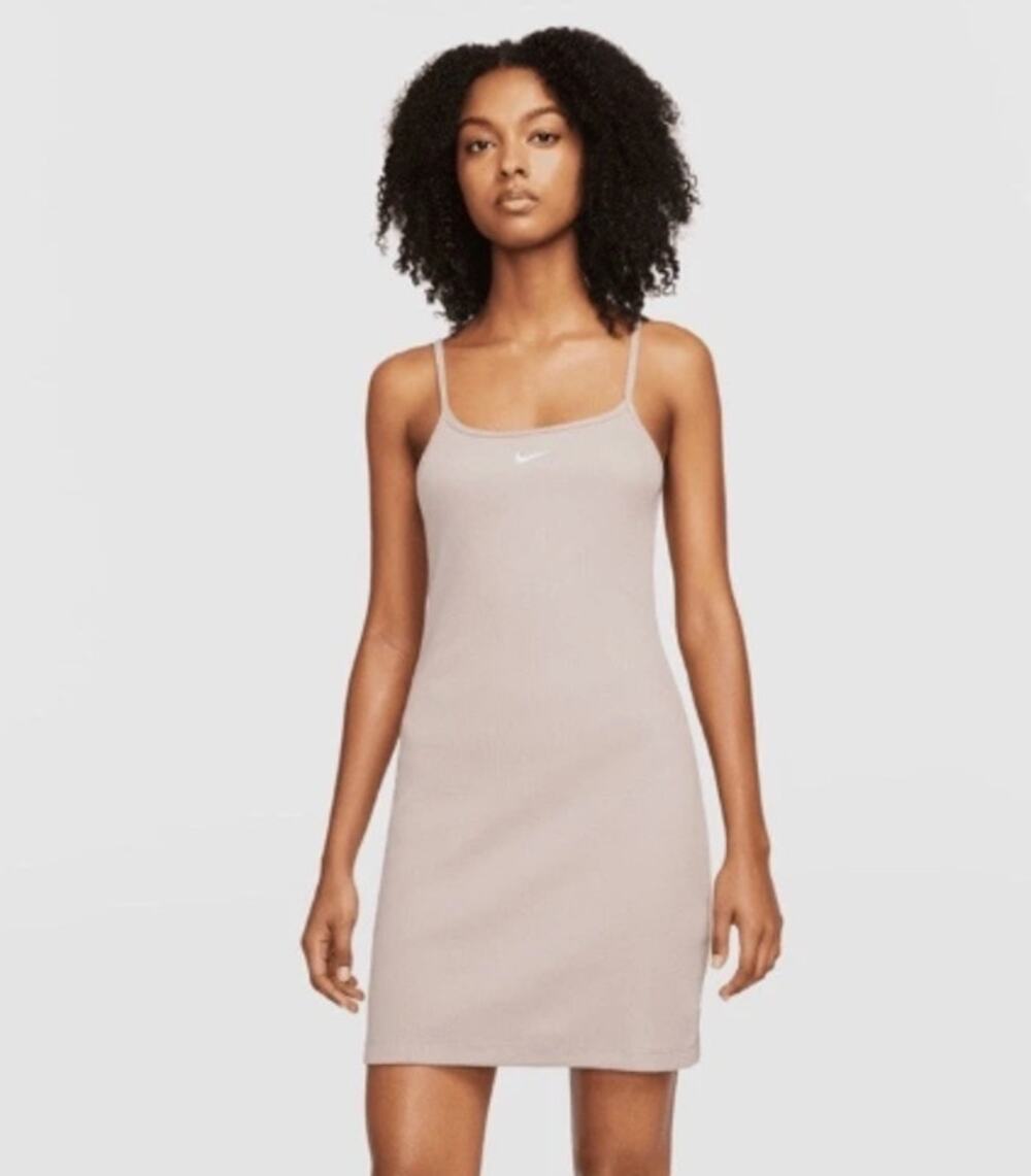 NWT Nike Sportswear Essential Ribbed Activewear Dress Size M Gray